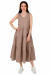 Сукня довга з трьома ярусами воланів та боковими кишенями з поясом у кольорі кемел