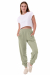 Штани вільного крою с манжетом на резинці внизу у оливковому кольорі