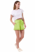 Вільні шорти з декоративним підворотом внизу у кольорі лайм