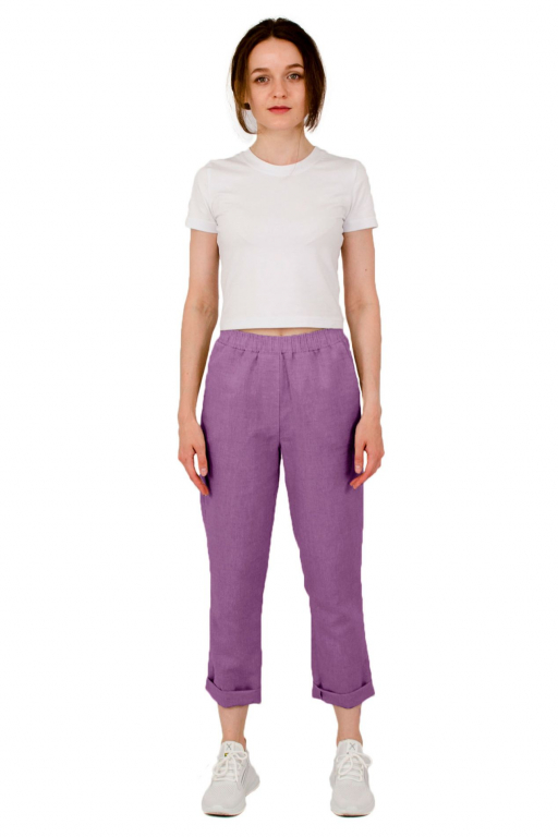 Штани джогери з боковими кишенями завужені до низу  та середньою посадкою у кольорі мальва
