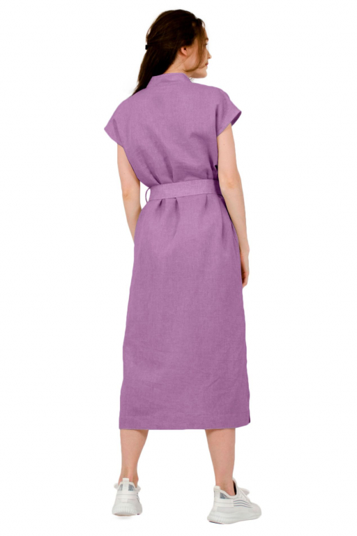 Сукня довга у стилі "сафарі" з розрізами та боковими кишенями у кольорі мальва