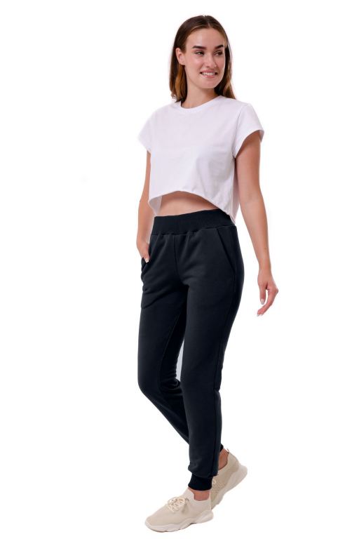 Casual-штанами з середньою посадкою  еластичним поясом та манжетами чорнильно-синього кольору