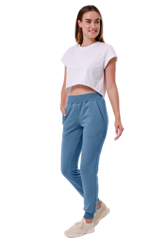 Casual-штанами з середньою посадкою  еластичним поясом та манжетами у кольорі індіго