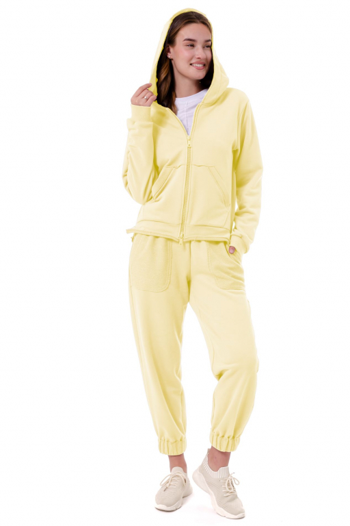 Кофта з капюшоном та кишенями кенгуруу у лимонному кольорі