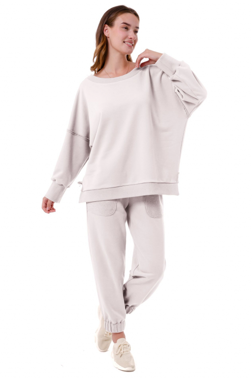 Світшот з відкритою спиною та розрізами з боків у перлинному кольорі