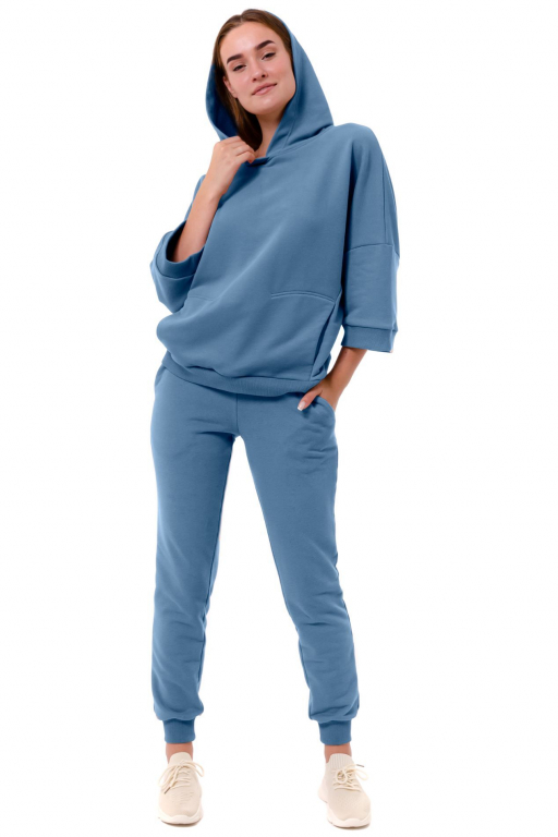 Худі з капюшоном та коротким рукавом з потайною кишенею спереду у кольорі індіго