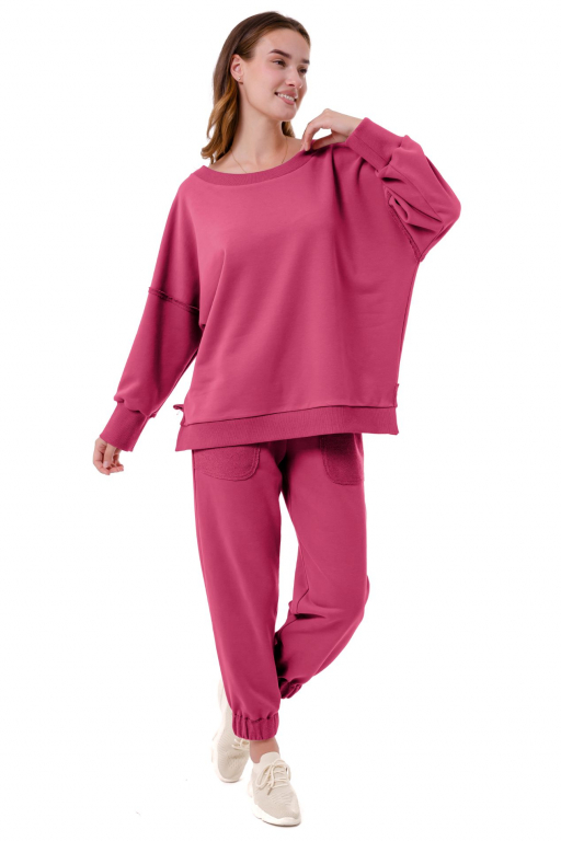 Світшот з відкритою спиною та розрізами з боків у малиновому кольорі