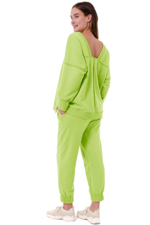 Світшот з відкритою спиною та розрізами з боків у кольорі лайм