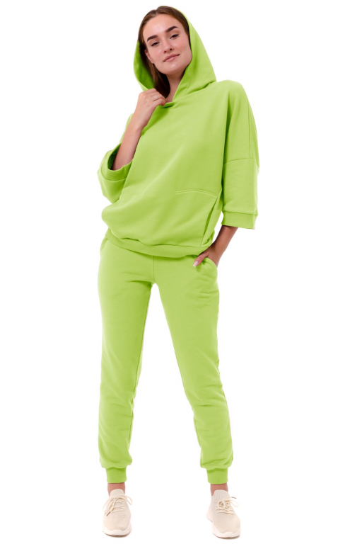 Худі з капюшоном та коротким рукавом з потайною кишенею спереду у кольорі лайм