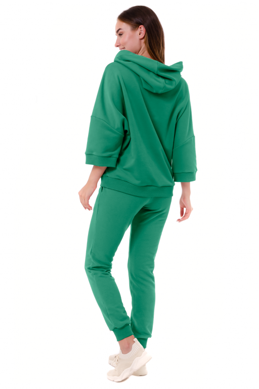 Худі з капюшоном та коротким рукавом з потайною кишенею спереду зеленого кольору