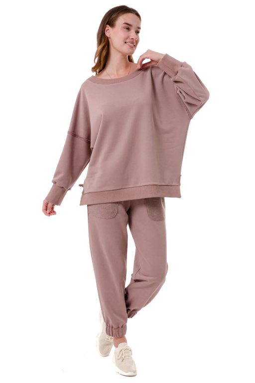 Світшот з відкритою спиною та розрізами з боків у кольорі моко