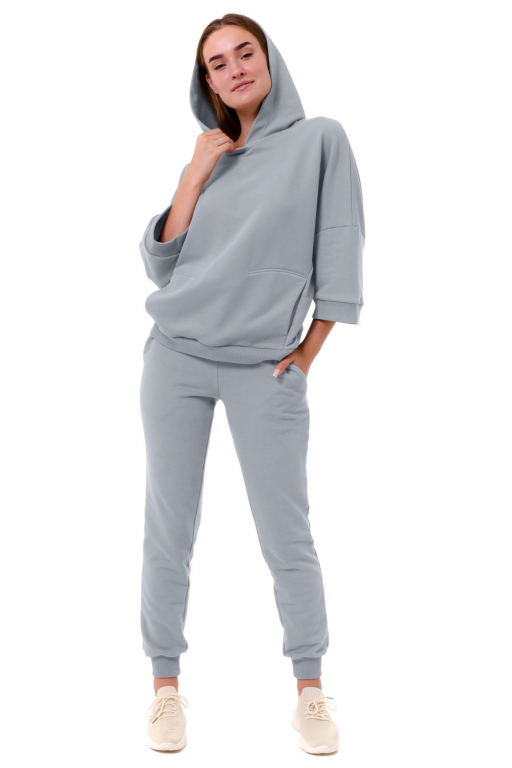 Худі з капюшоном та коротким рукавом з потайною кишенею спереду сіро-голубого кольору