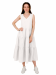 Сукня довга з трьома ярусами воланів та боковими кишенями з поясом білого кольору