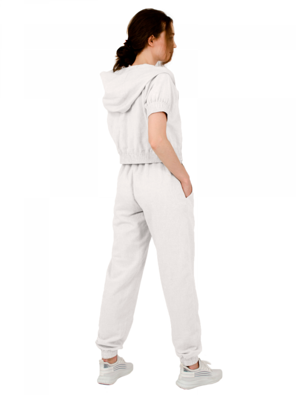 Бомбер короткий з капюшоном та рукавом реглан білого кольору білого кольору