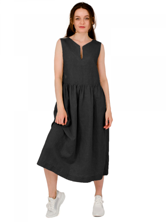 Сукня з декольте у "римському" стилі з поясом чорного кольору