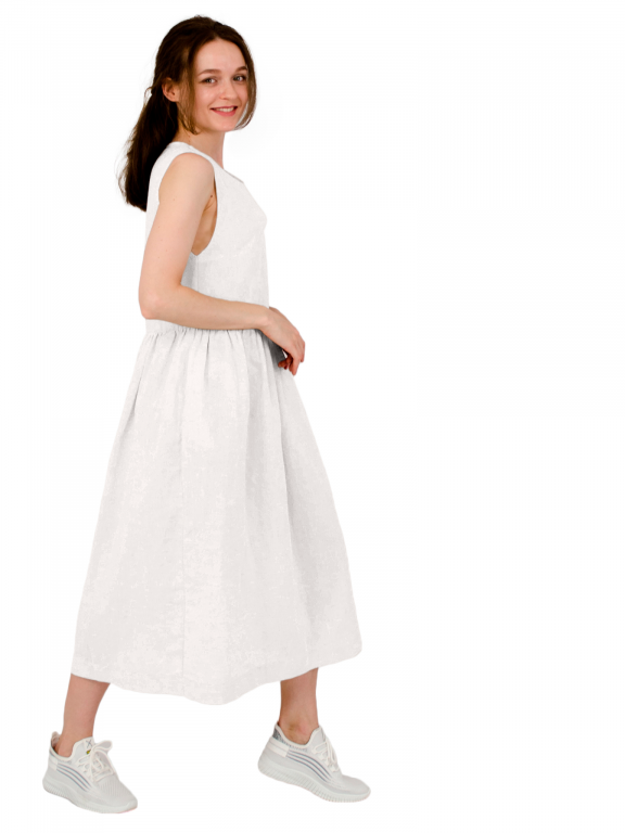 Сукня з декольте у "римському" стилі з поясом білого кольору